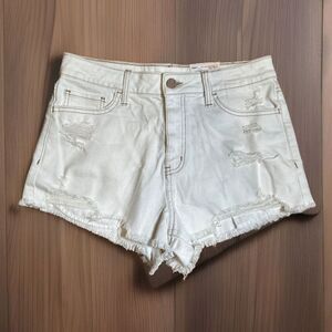 SO Super‎ High Rise Cutoff Shorts Size 11/30 White Rainbow Pocket 2.5 Inseam